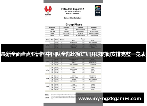 最新全面盘点亚洲杯中国队全部比赛详细开球时间安排完整一览表